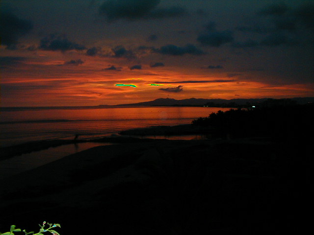 Solnedgang ses fra vores altan